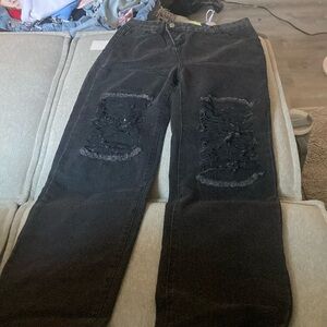 black baggy ripped jeans